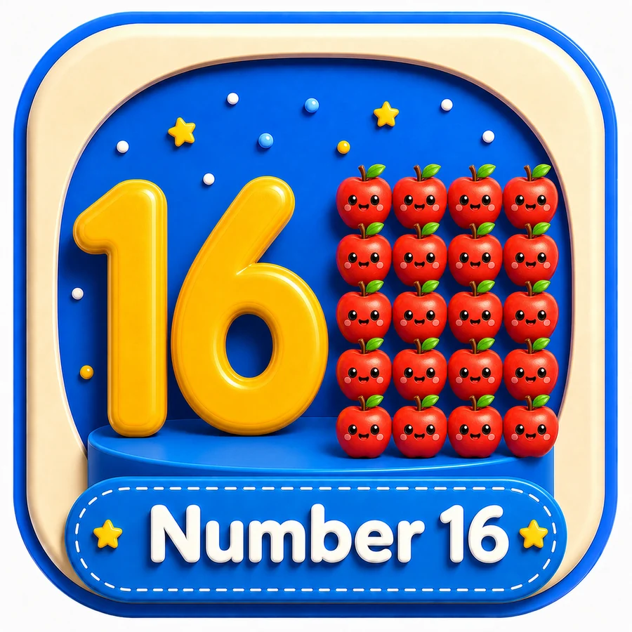 أيقونة Number 16 ثلاثية الأبعاد