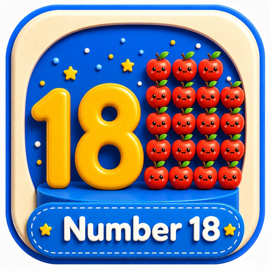 أيقونة Number 18 ثلاثية الأبعاد
