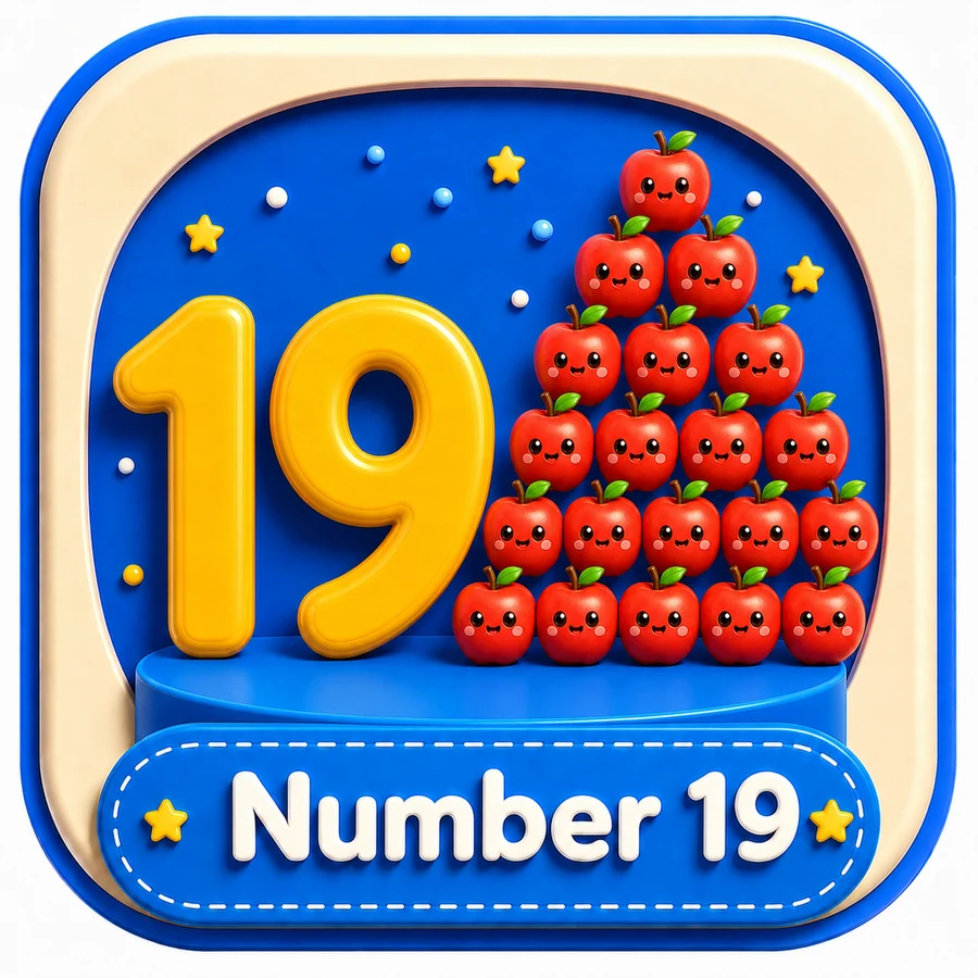أيقونة Number 19 ثلاثية الأبعاد