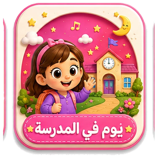 أيقونة يوم في المدرسة ثلاثية الأبعاد